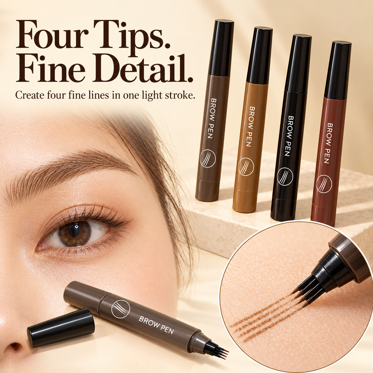 Waterproof Four-tip Beard and Eyebrow Pen
