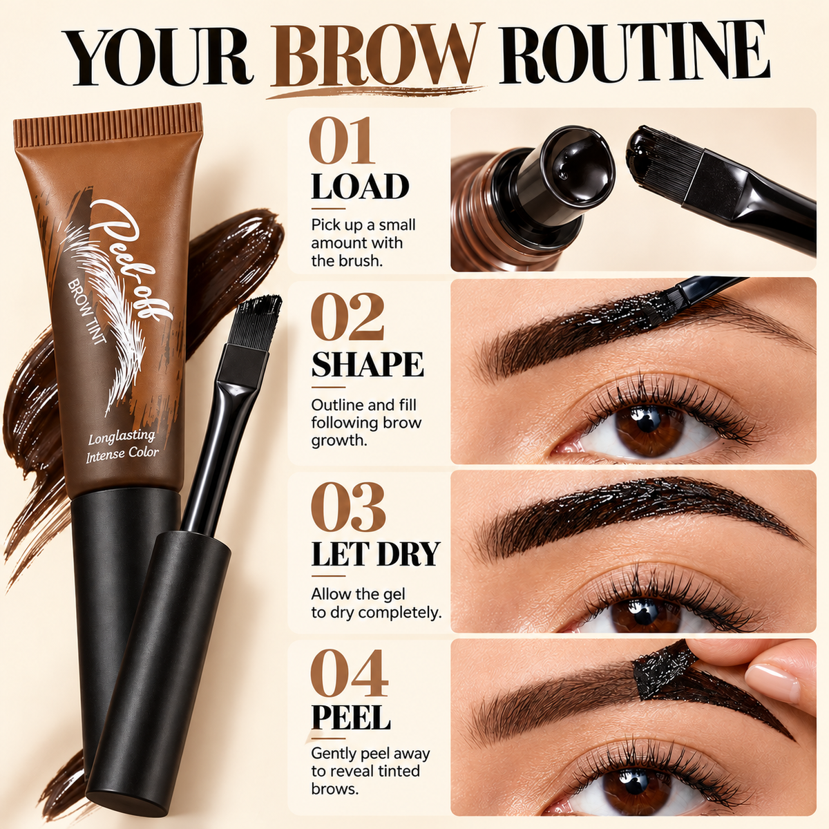 Long-Lasting Waterproof Brow Tint , Available in 5 Shades