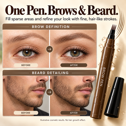 Waterproof Four-tip Beard and Eyebrow Pen