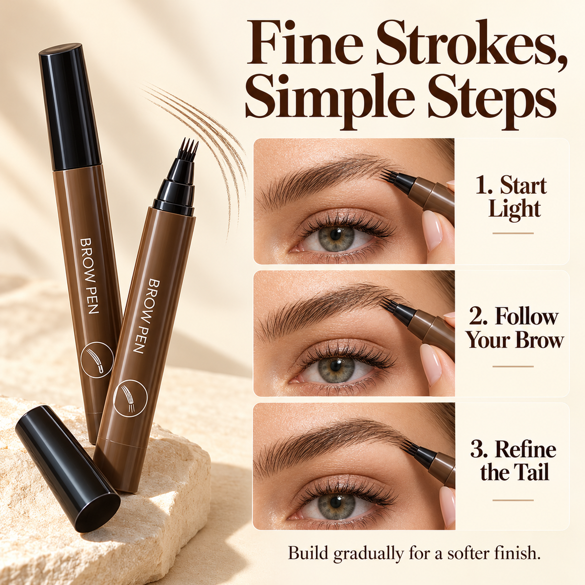 Waterproof Four-tip Beard and Eyebrow Pen