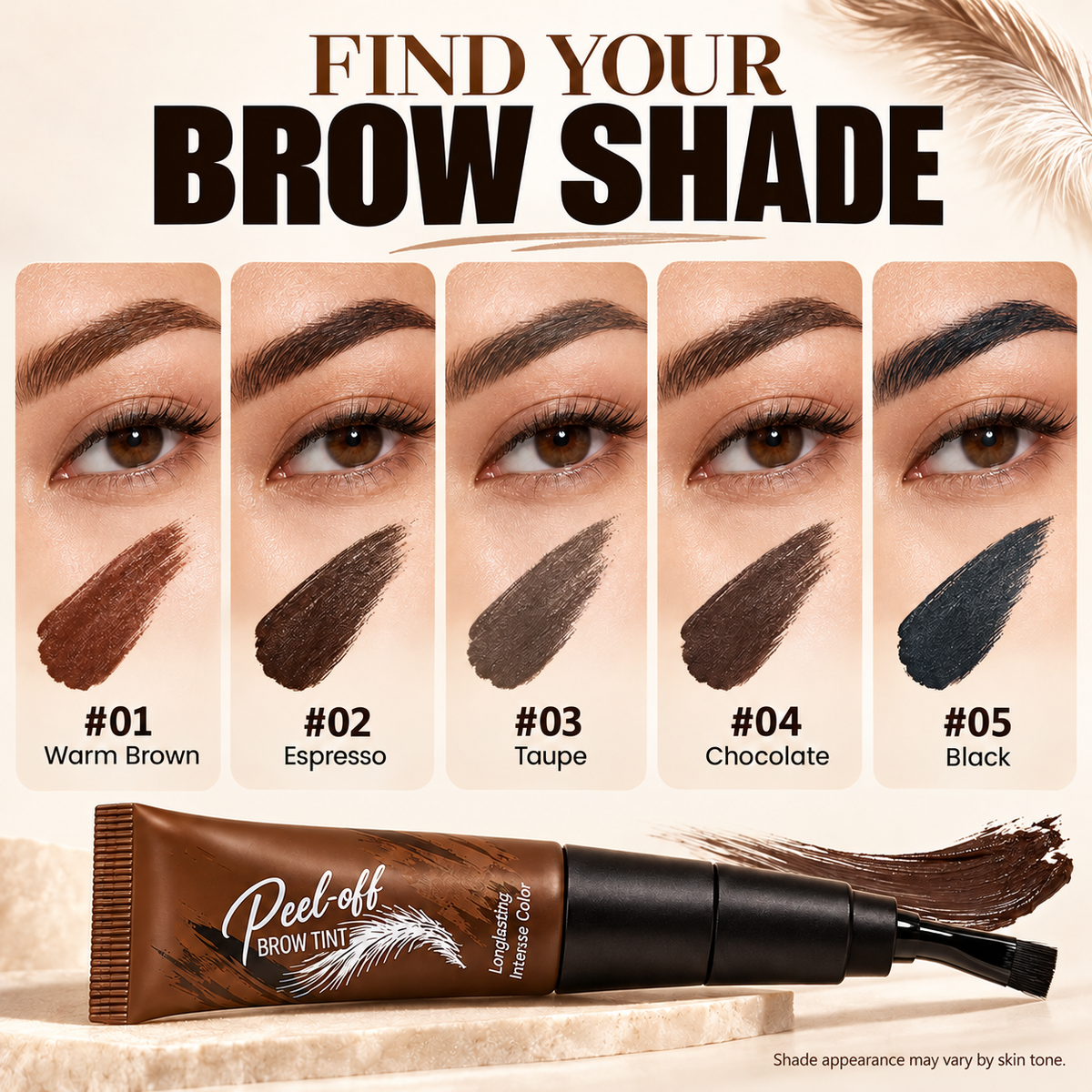 Long-Lasting Waterproof Brow Tint , Available in 5 Shades