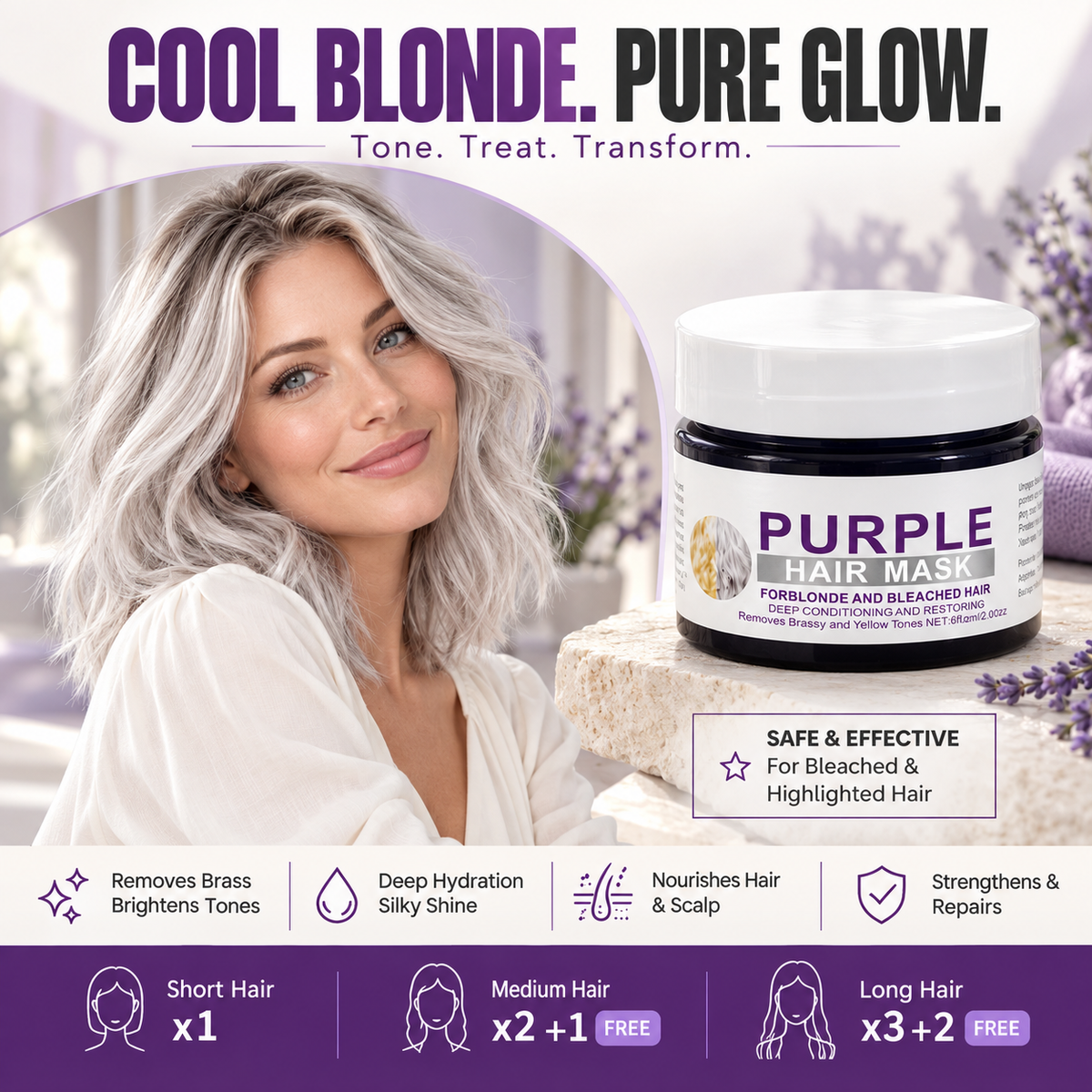Purple Hair Mask – Tone Balancing & Moisturizing Care for Blonde and Bleached Hair