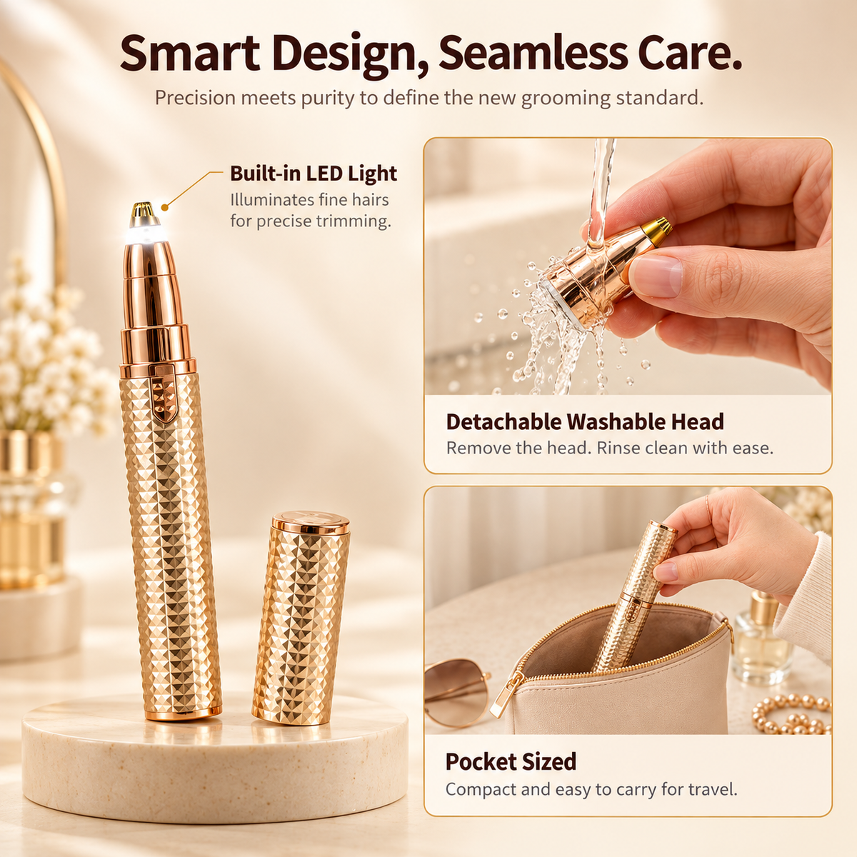 Portable Electric Eyebrow Trimmer – Interchangeable Heads