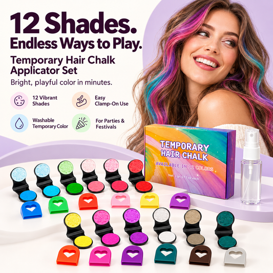 12-Color Temporary Hair Chalk Applicator Set