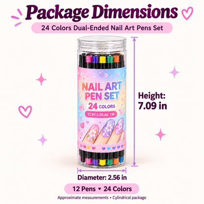 24 Colors Dual Ended Nail Art Pens Set