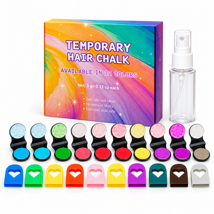 12-Color Temporary Hair Chalk Applicator Set